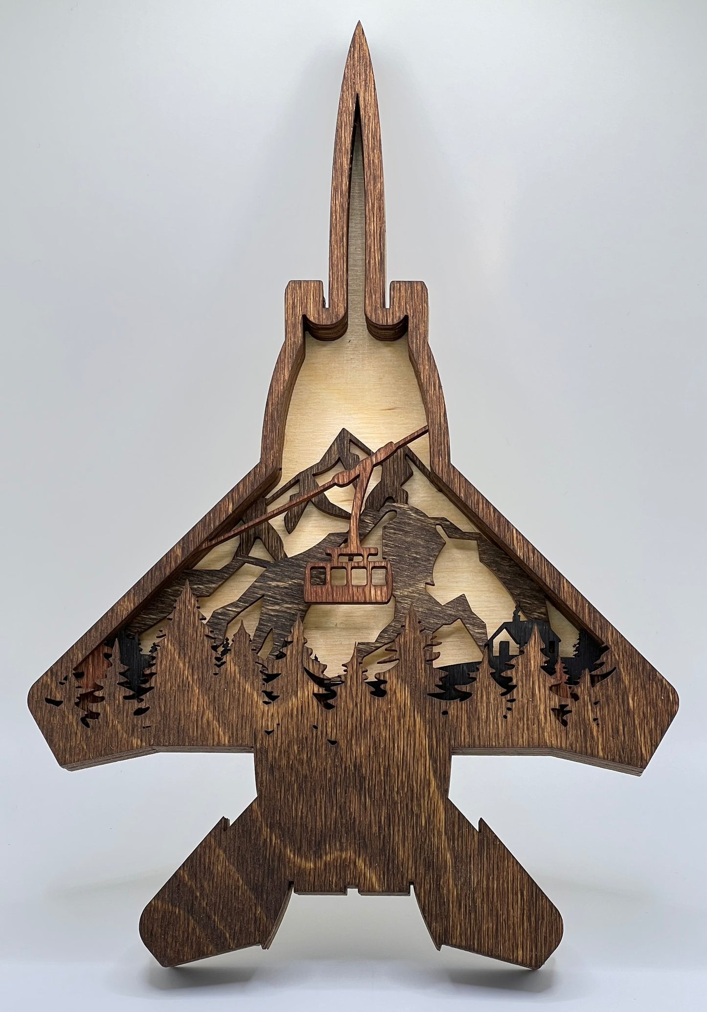 F-15 Mountain Scene 3D Layered Silhouette