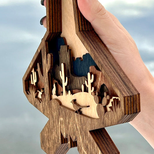 F-22 Desert Scene 3D Layered Silhouette