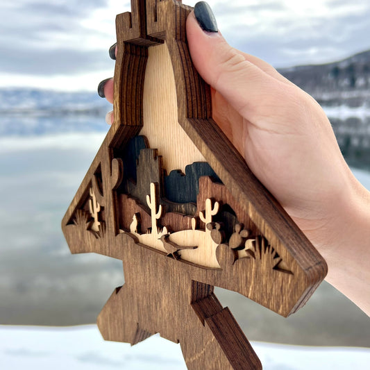 F-15 Desert Scene 3D Layered Silhouette