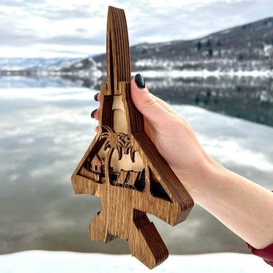 F-15 Beach Scene 3D Layered Silhouette