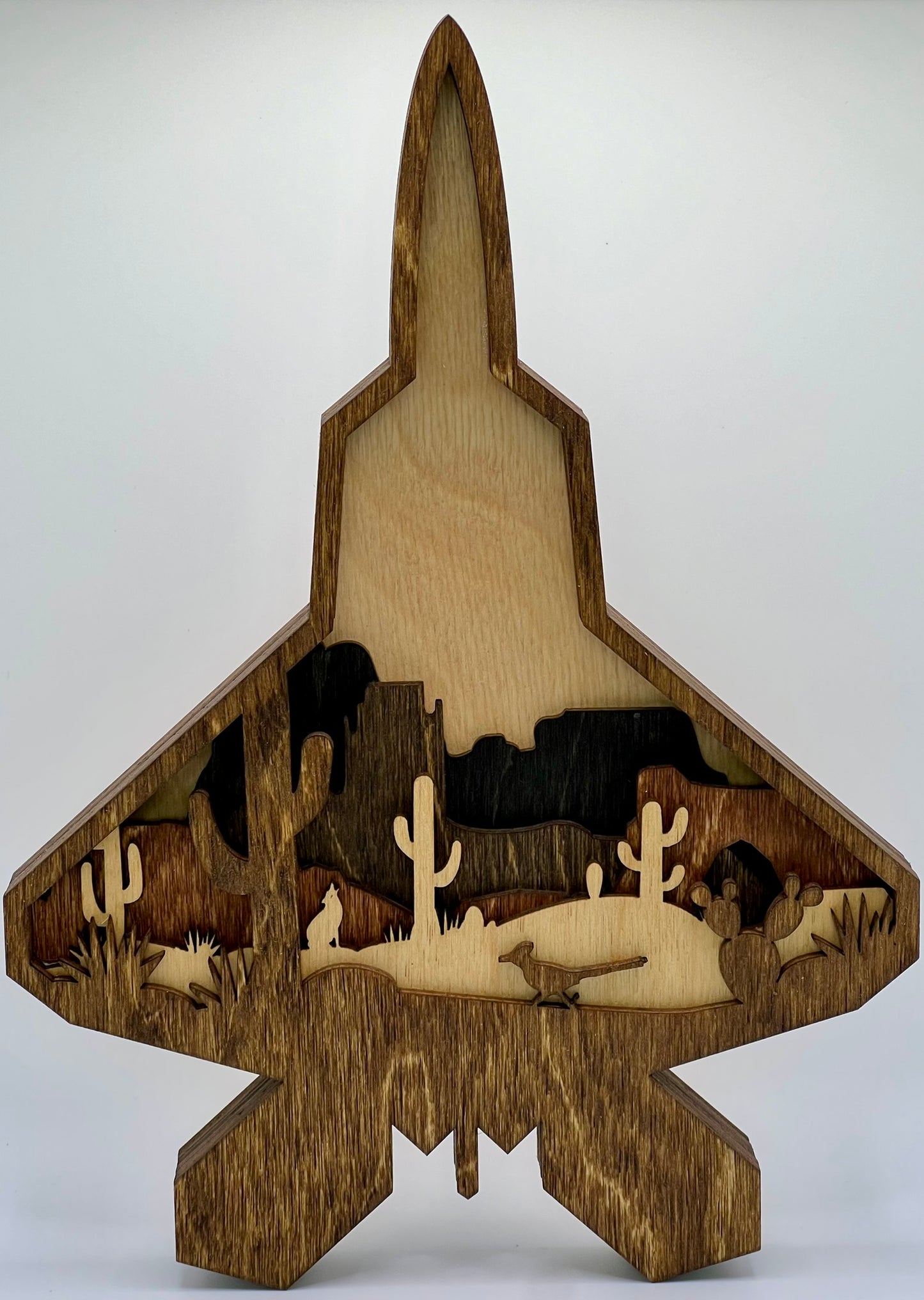 F-22 Desert Scene 3D Layered Silhouette