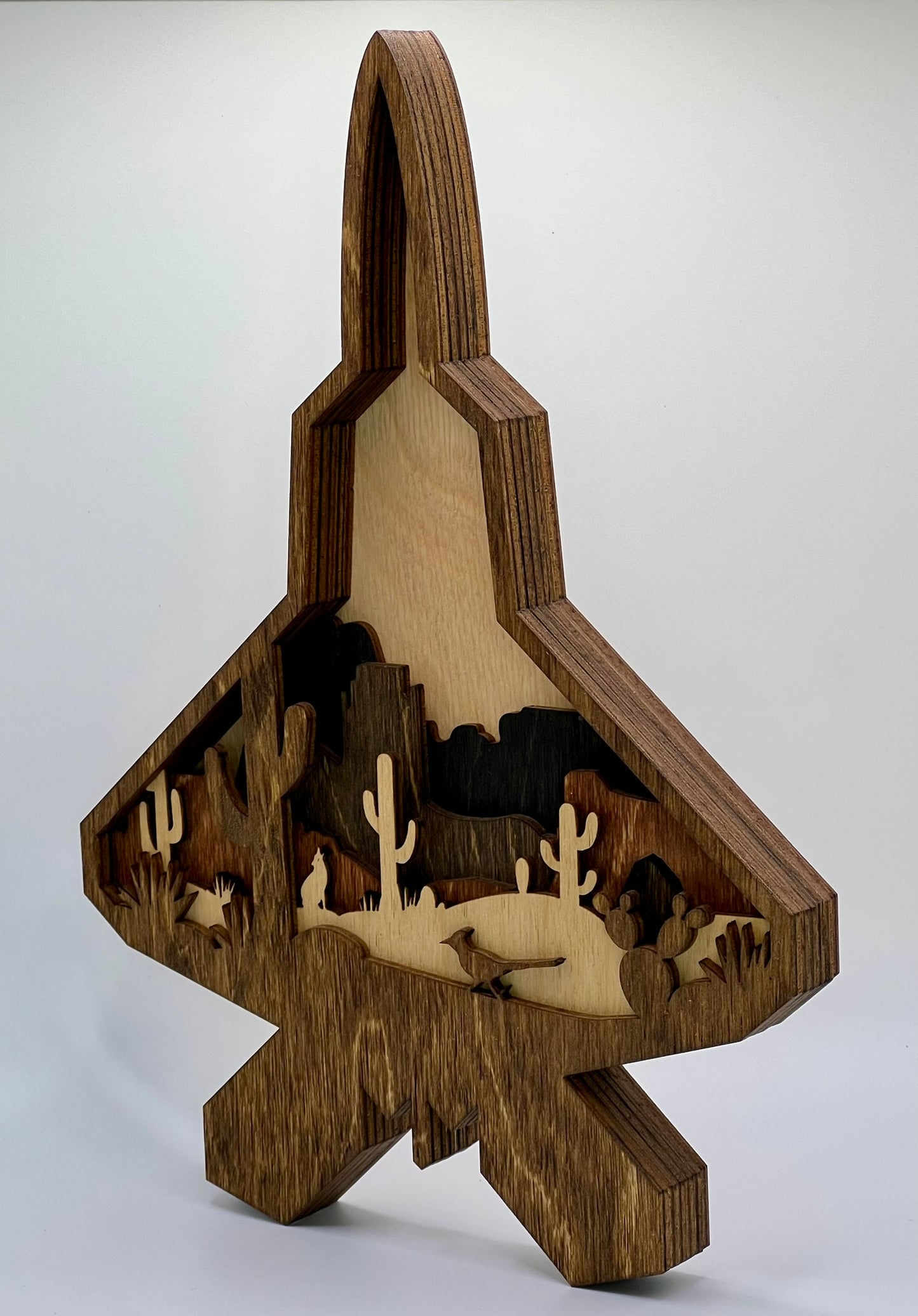 F-22 Desert Scene 3D Layered Silhouette
