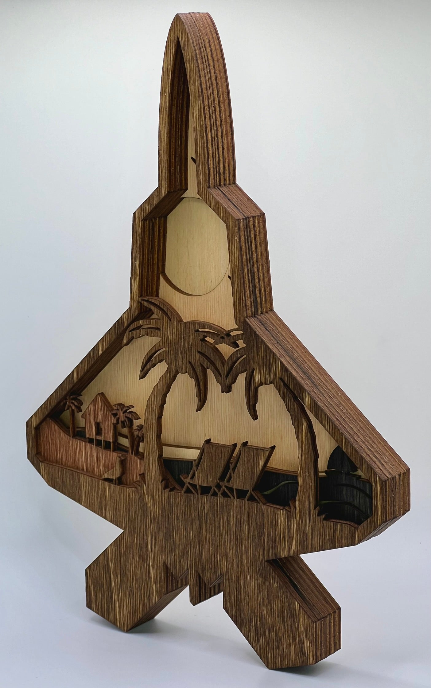 F-22 Beach Scene 3D Layered Silhouette