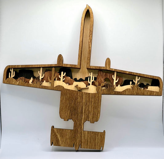 A-10 Desert Scene 3D Layered Silhouette