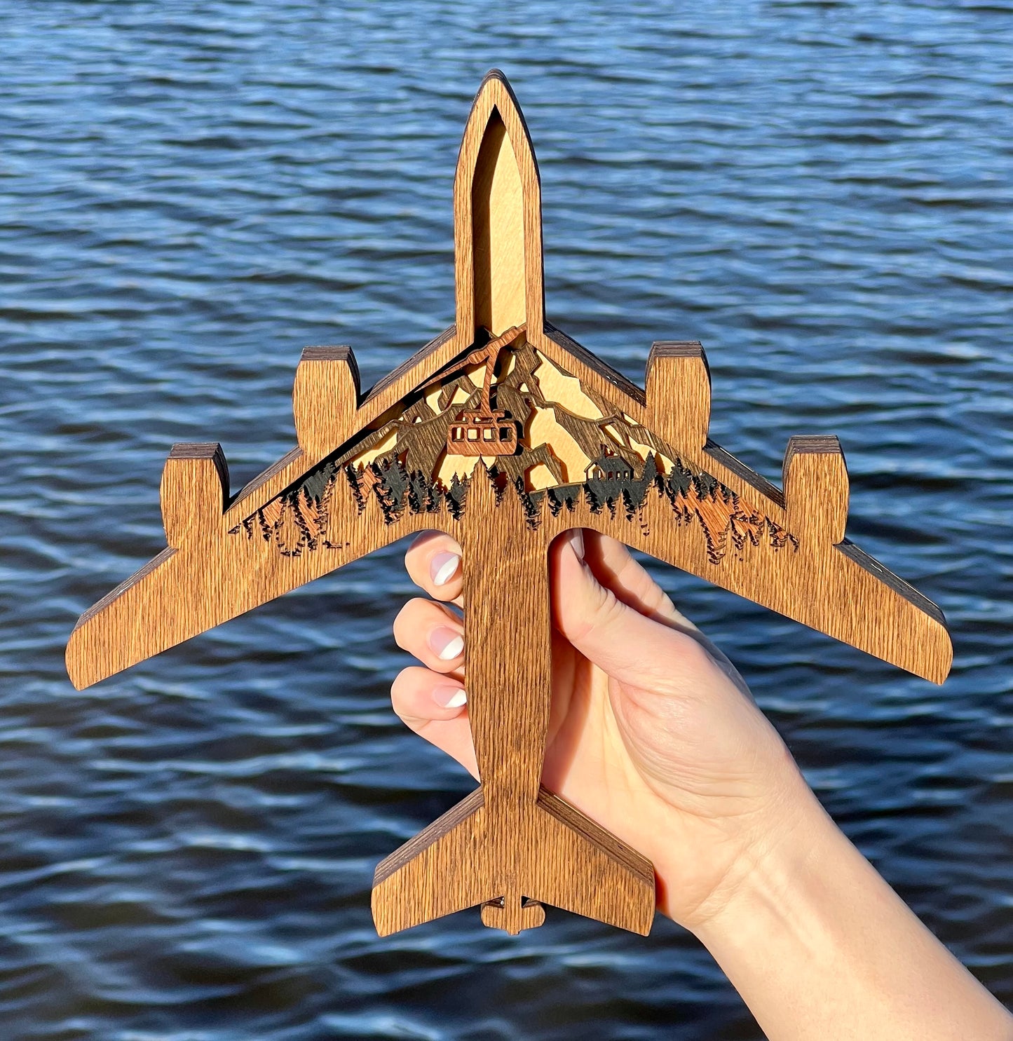 KC-135 Mountain Scene 3D Layered Silhouette