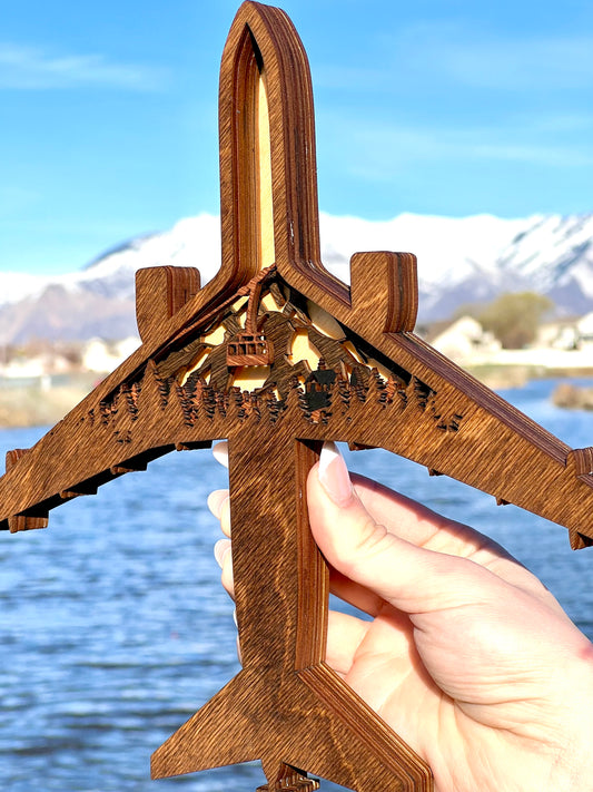 KC-46 Mountain Scene 3D Layered Silhouette