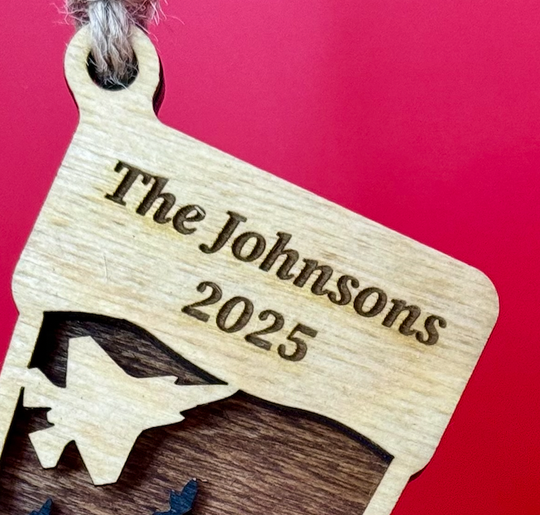 Jet Stocking Ornament Add on: Engraving on Front